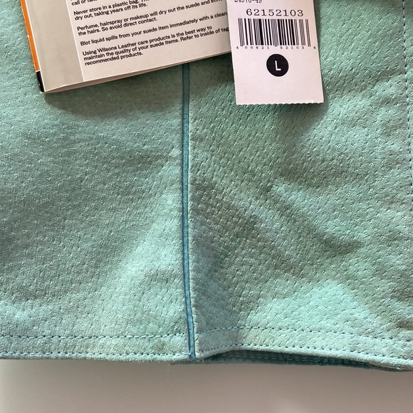 WILSONS LEATHER Floral Jewelled Aqua Suede Bustier - Picture 9 of 13